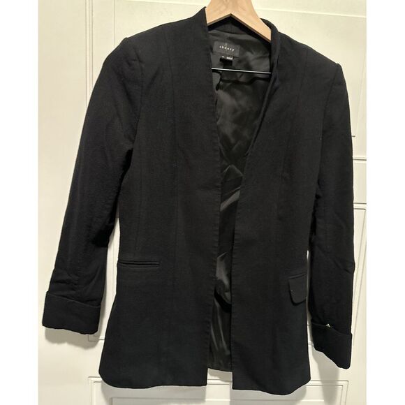 Theory‎ Jacket Women 6 Black Tivona Blazer Open Front Lined Long Sleeve Office - Picture 1 of 12